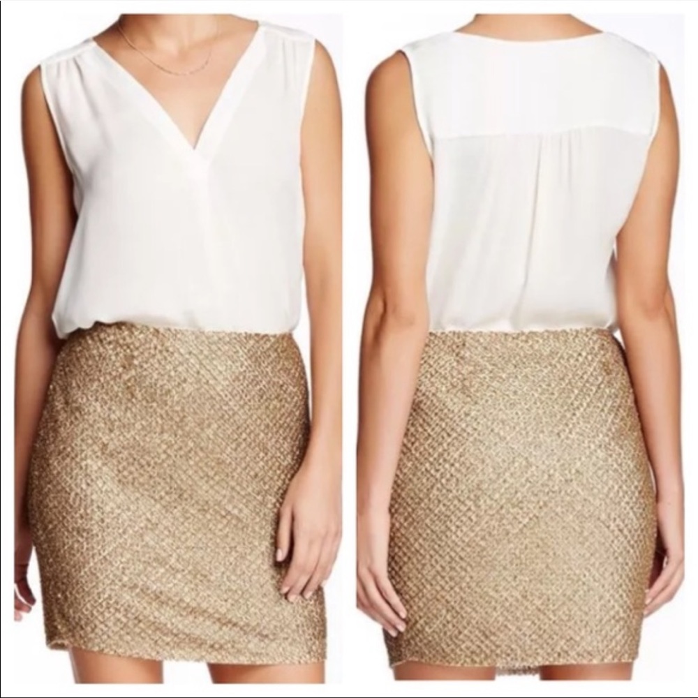 Joie Bricia Beaded gold skirt - Picture 2 of 6